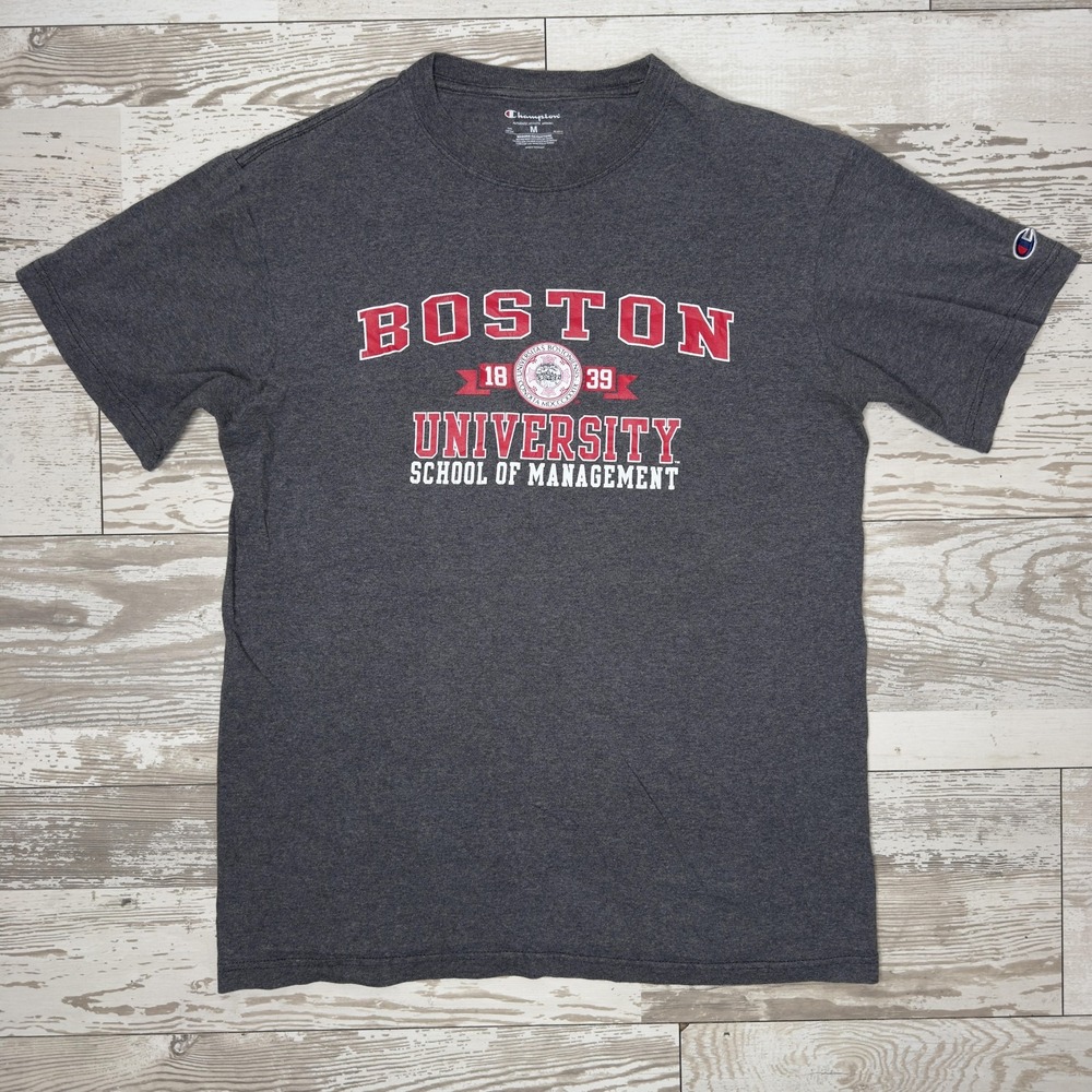 Boston University Shirt Mens Medium Gray NCAA Champion School Of Management